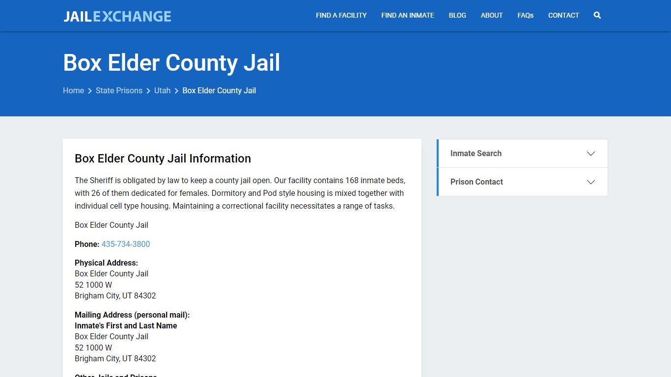 Box Elder County Jail Inmate Search, UT - Jail Exchange